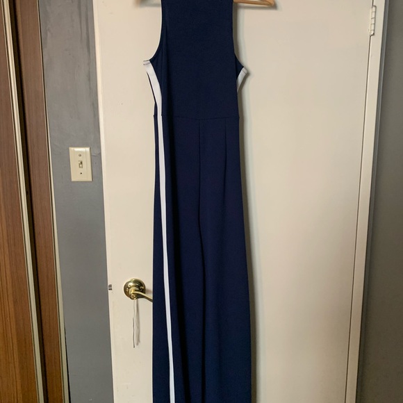 Navy blue with white stripe wide leg romper - Picture 9 of 11